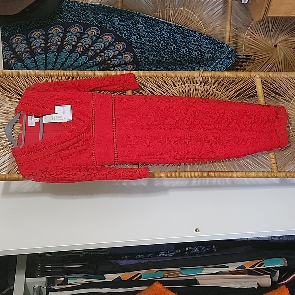 Women's red lace mod dress